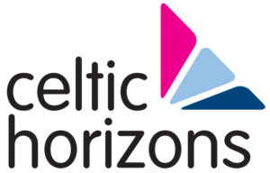 An image of the Celtic Horizons logo which says Celtic Horizons in black text with a pink, light blue and dark blue triangle on the upper right corner