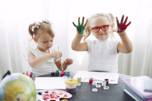 Children playing with paint