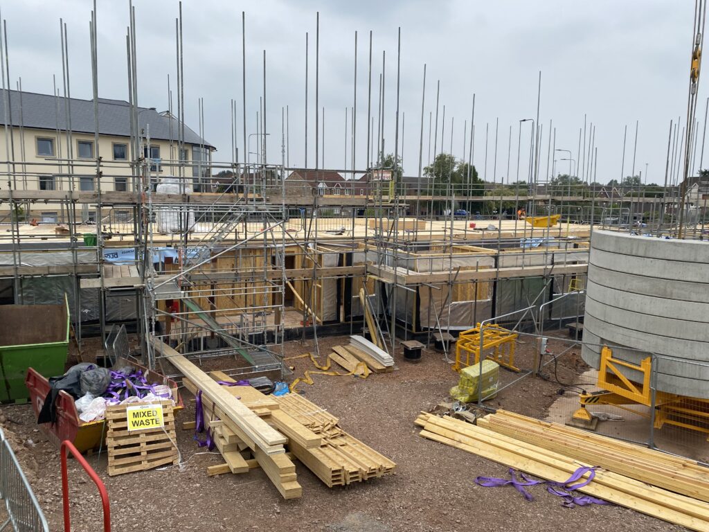 An image of a construction site which shows the progress of new apartments being built in Cardiff