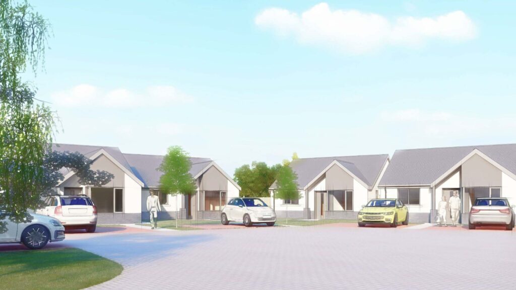 A computer generated image of five new bungalows on the site of the former Nelson Ambulance Station.