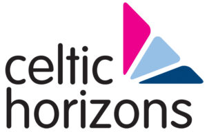 An image of the Celtic Horizons logo which says Celtic Horizons in black text with a pink, light blue and dark blue triangle on the upper right corner