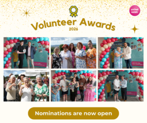 Collage of volunteers and staff at our Volunteer Awards 2025 on a cream background. At the top centre of the page is gold text that reads 'Volunteer Awards 2026' and at the bottom of the page in a gold speech bubble is white text that reads: 'Nominations are now open.'